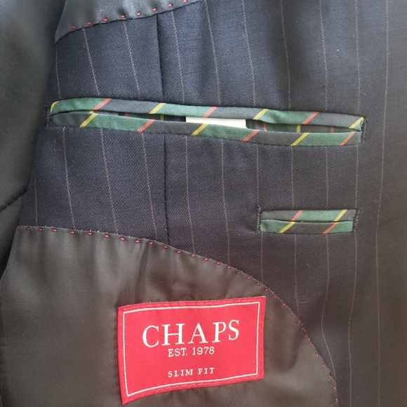 CHAPS Black Pinstripe Mens Blazer (Size XL) - Picture 4 of 6